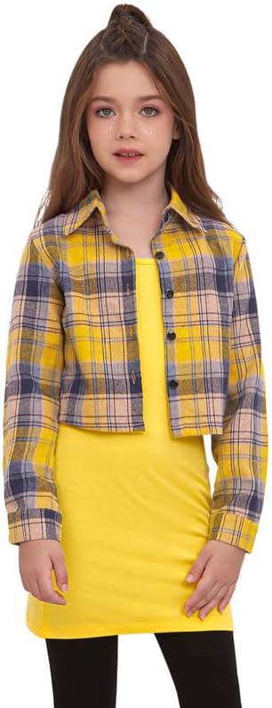 Mirawise Girls Fall Outfits Red Long Sleeve Plaid Dress Shirts Dress 2 Piece Outfits Christmas Clothes