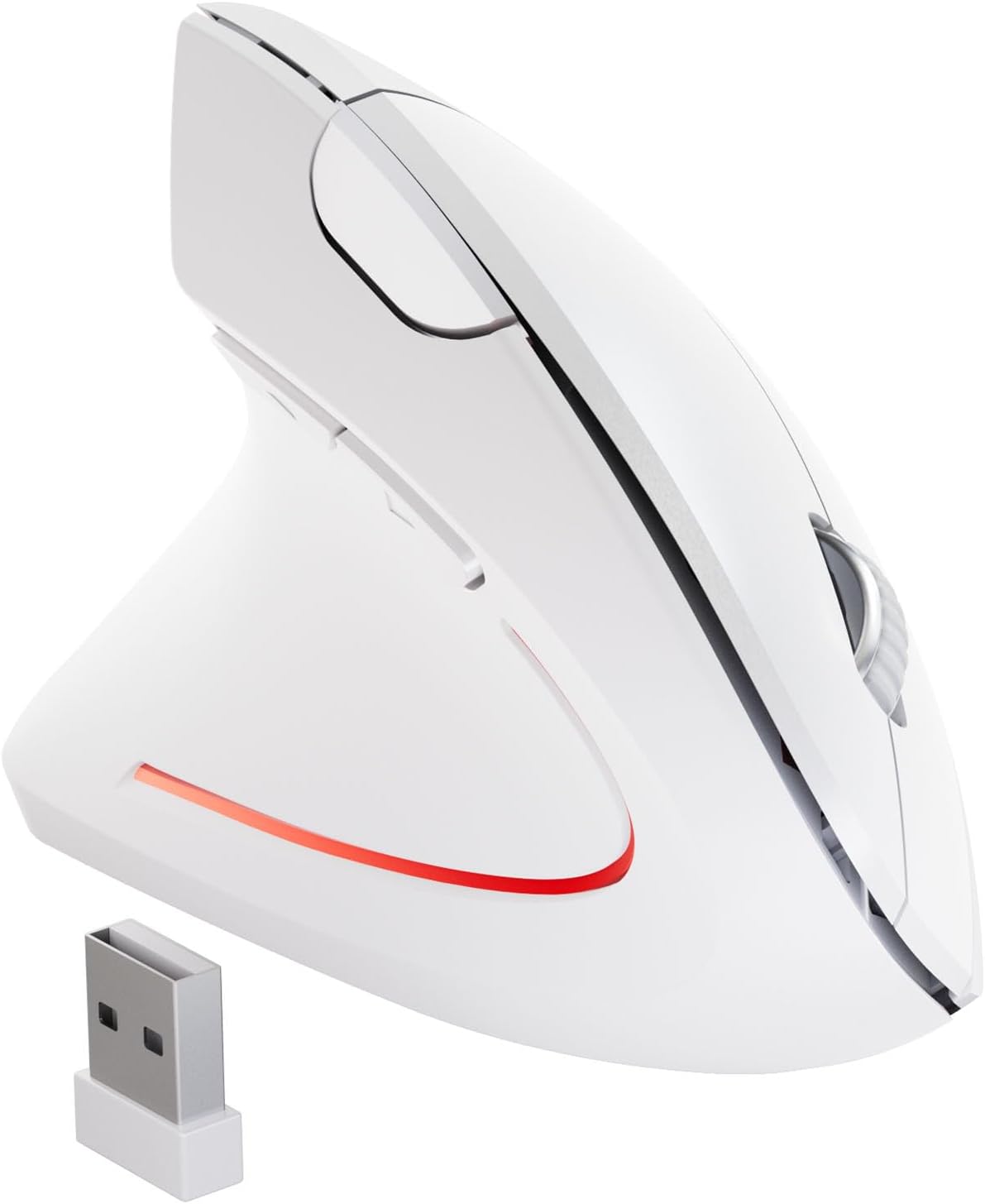 Left Handed Mouse,Left Handed Ergonomic Mouse, 2.4G USB Wireless Left Handed Vertical Mouse, Adjustable DPI(800/1200/1600),6 Buttons for PC,Mac,Laptop,Windows,Desktop – White