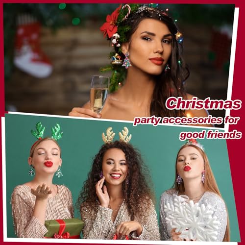 6 Pairs Funny Christmas Earrings for Women Christmas Tree Earrings Colorful Xmas Jewelry Acrylic Glittery Holiday Drop Dangle Ear Rings for Women Jewelry Gifts4