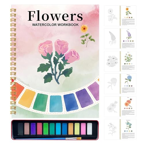 Quaderno Di Acquerelli,Libro Da Colorare Ad Acquerelli Con Colori Per Adulti | Kit Materiali Arte Per Disegno Apprendimento Casa Scuola Corso Arte
