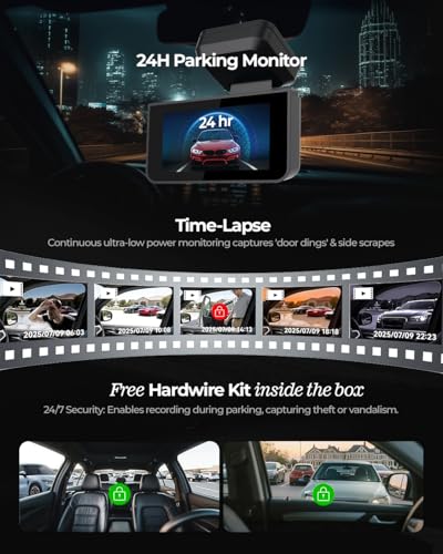 Image of PRONOD 3K Dash Cam for Car Front and Rear | Dashcam for Car with Mic, AI Voice Control, 3 inch IPS Display, Sony Starvis Sensor, WiFi App Control, G-Sensor, 24H Parking Mode, Two Way Audio-Supports 256GB