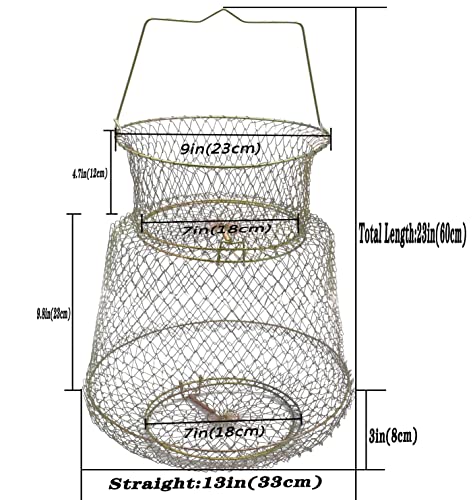 Fischkorb aus Metall. Fischkorb aus Drahtmetall. Faltbarer Angelkäfig. Krabbenfischkorb (33cm)