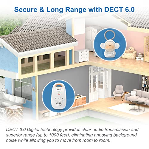 Image of VTech DM1411 Audio Baby Monitor & Portable Soother Dual-Unit Rechargeable Battery, Long Range, Soft-Glow Night Light, Soothing Sounds & Lullabies, Digital Wireless Transmission, Sound Indicator