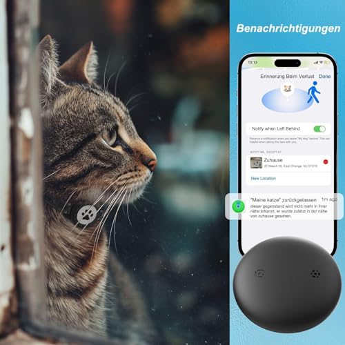 JIARUI GPS Tracker Katze, Mini SmartTag Tracker Ohne ABO für Katzen, (nur IOS) Reflektierendes GPS Katze Halsbänder, Tracking Standort von Haustieren, Arbeite mit App Find My