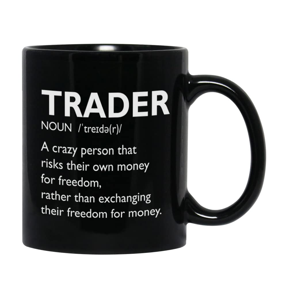 Bubble Hugs Stock Market Coffee Mug - Trader Definition Crazy Person - Day Trader Brokers Financial Adviser Investor Office Saving Investing Trading Planner 11 oz Black