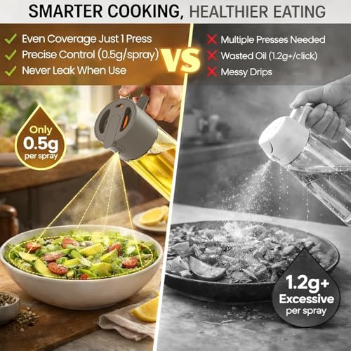 Professional 500ml Glass Oil Sprayer - 3-in-1 Kitchen Tool: Fine Mist, Stream & Pour | Leak-Proof Design for Air Fryer, BBQ & Cooking - Image 5