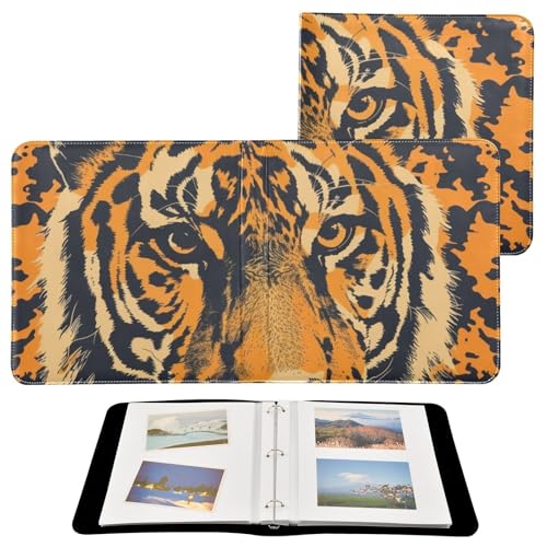 JIPONI Tiger Large Photo Album, DIY Leather Cover Scrapbook Albums for 4x6 5x7 6x8 Pictures, Self Adhesive Memory Book for Wedding, Baby, Family