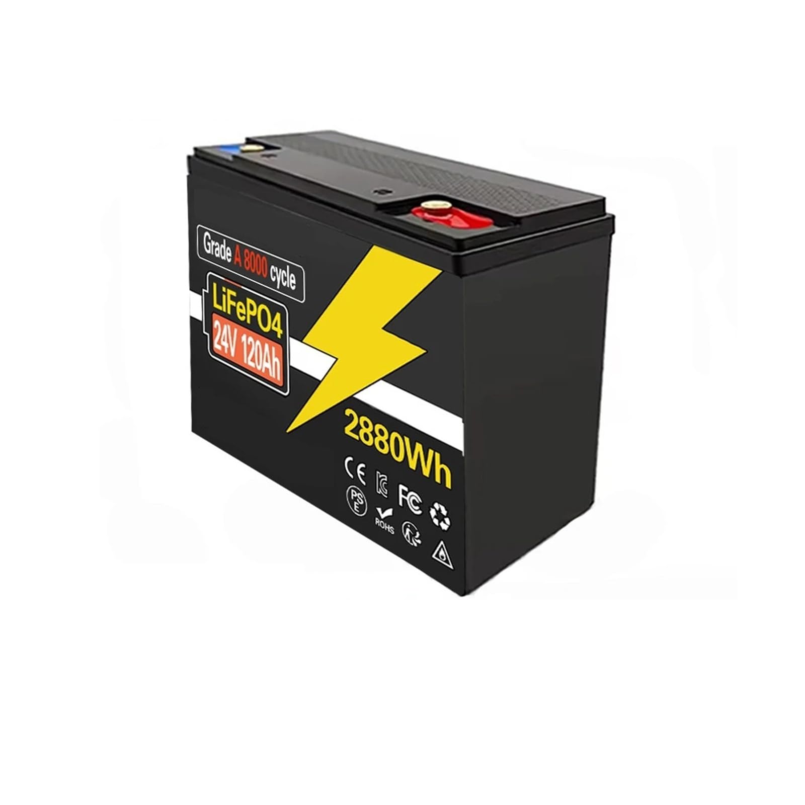Batería de litio LiFePo4 de 24 V y 100-220 Ah con BMS integrado de 200 A for sistemas solares, marinos, terrestres y fuera de la red.(24V 120Ah)