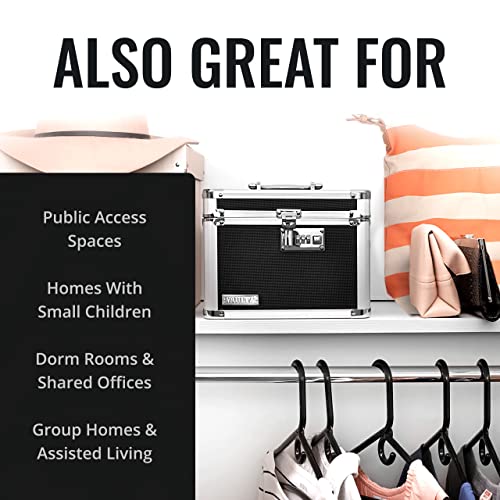 Vaultz Combination Lock Box - Secure Safe For Documents, Valuables, Medicine & Money - 10 X 7.25 X 7.75 Inch - Black/Chrome #TOP6