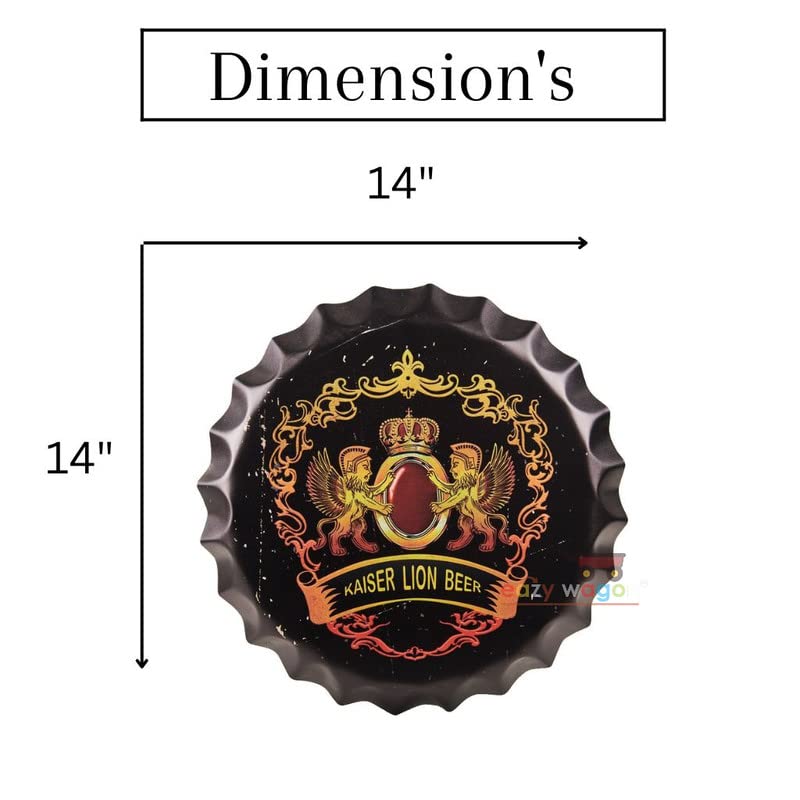 Image of EAZYWAGON Decorative Metal Bottle Caps Wall Sign Plates - 14X14 Inches - K L Beer Brand Sign | Metal Wall Hanging Bottle Cap for Home, Farmhouse, Bar & Cafe Decoration | Vintage & Retro Look Plaques