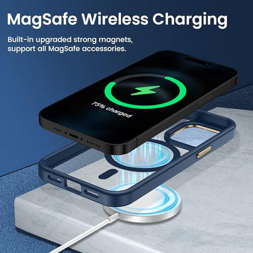 Image of iFAST Luxary Back Cover Case Compatible with iPhone 14 Pro Max | Magnetic Case Compatible with Magsafe Imported Soft Shokproof TPU and Hard Polycarbonate (PC) (Blue)