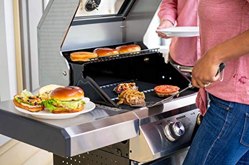 Monument Grills 14633 2-Burner Stainless Steel Foldable Liquid Propane Gas Grill with Clearview® Lid, Knob Controls, Outdoor Use, Mesa 200