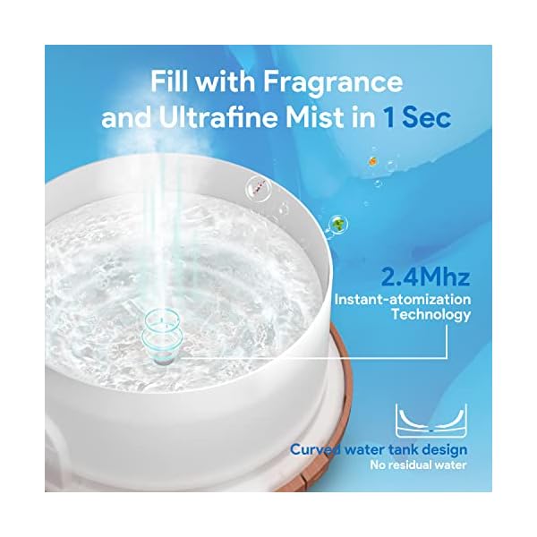 ASAKUKI 500ml Premium, Essential Oil Diffuser with Remote Control, 5 in 1 Ultrasonic Aromatherapy Fragrant Oil Humidifier Vaporizer, Timer and Auto-Off Safety Switch Brown - Image 4