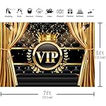 VIP Photography Backdrop Black Gold Theme Photography Background for Birthday Party Graduation Wedding Red Carpet Movie Night Celebrity Activity Fabric Award Ceremony Banner (7x5ft) - Image 5
