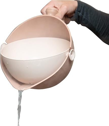 Miniatura 2 de Amoreza by SKS Cuenco de lavado 2 en 1 y colador giratorio de alimentos, colador de doble capa con asa para drenar pasta, frutas, verduras, cesta de