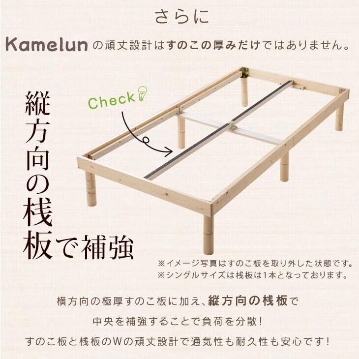 Amazon｜ベッド ベッドフレーム シングル 北欧パイン 宮棚 棚付き 3