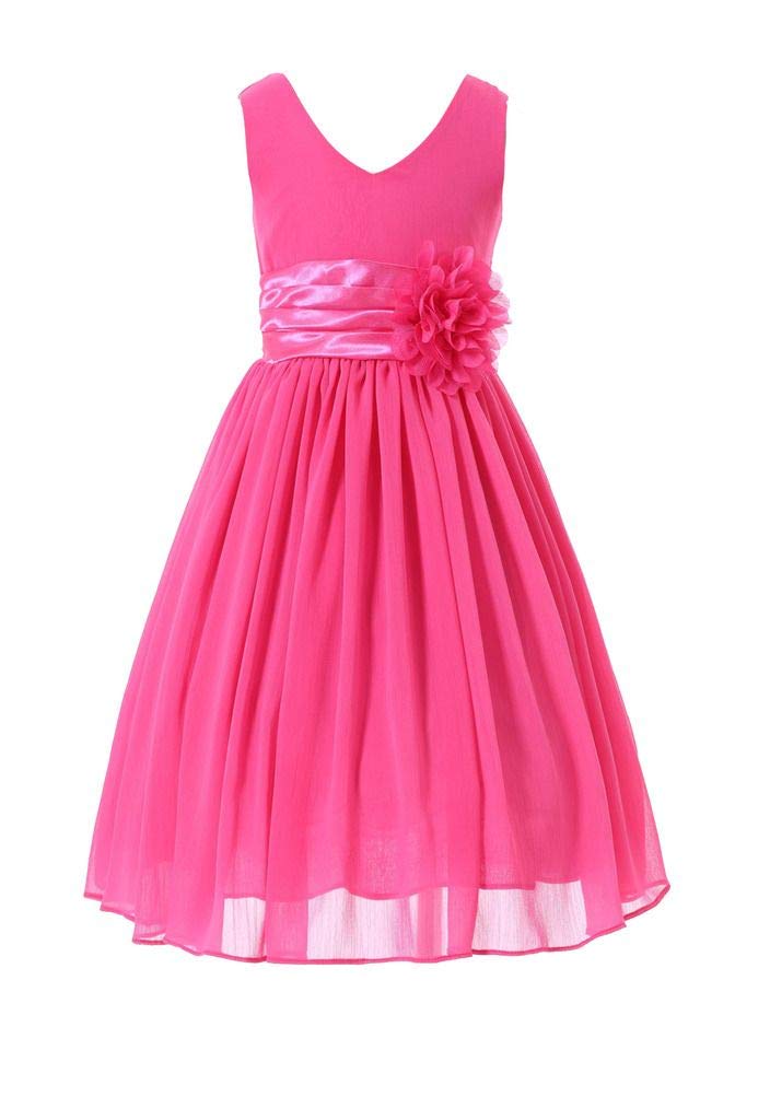 HAPPY ROSE Junior Bridesmaids V-Neckline Chiffon Flower Girl Dress — view 12