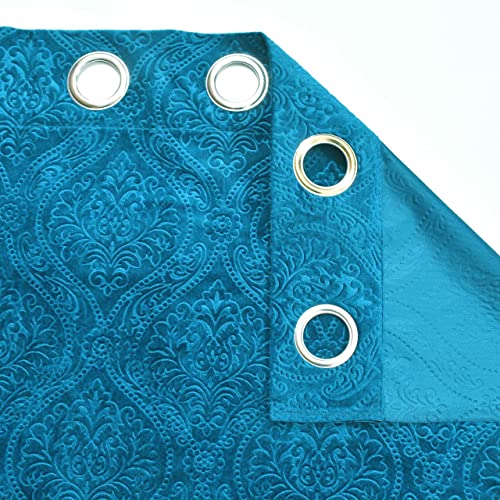 Image of Fabrilia Velvet Eyelet Window Curtain 5 feet Long for Living Room /Bedroom, Aqua, Pack of 1 Piece