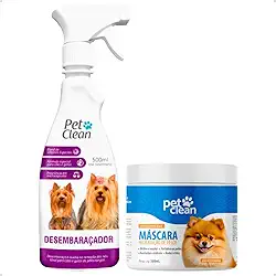 Kit Máscara de Hidratação Soft Line + Desembaraçador Pelos Longos Cachorro e Gato Pet Shop Pet Clean