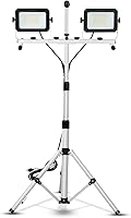 UFOND 10,000 Lumen Dual Head LED Work Light with Tripod Stand - Waterproof, 5000K Daylight, Telescoping 33-70in for Job Sites