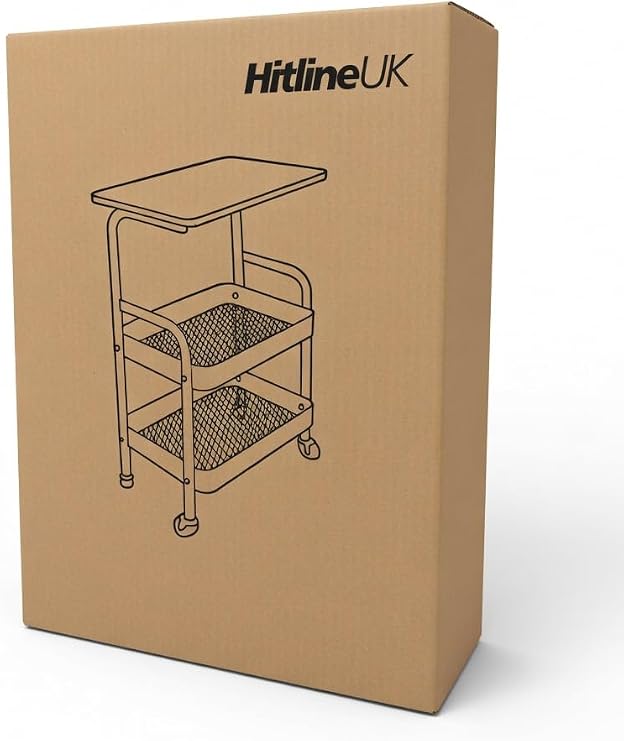 3 Tier Rolling Cart Metal Storage Trolly on Wheels, Coffee Cart Bedside Microwave Cart Trolley Organizer for Kitchen, Office, Living Room Bathroom