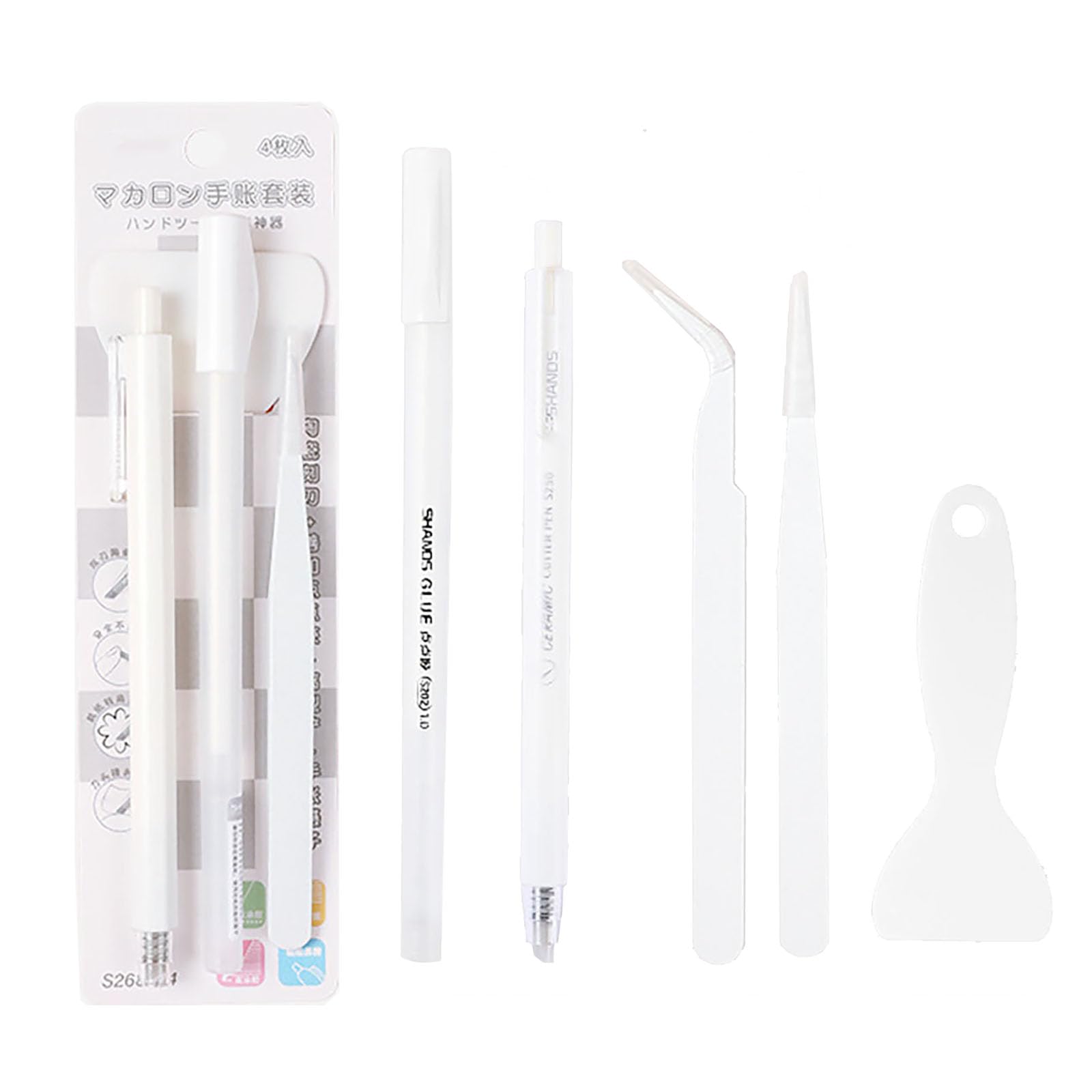 Doraking White Edition: Essential Crafting Tools (Glue, Tweezer, Shovel, Cutter Pen)