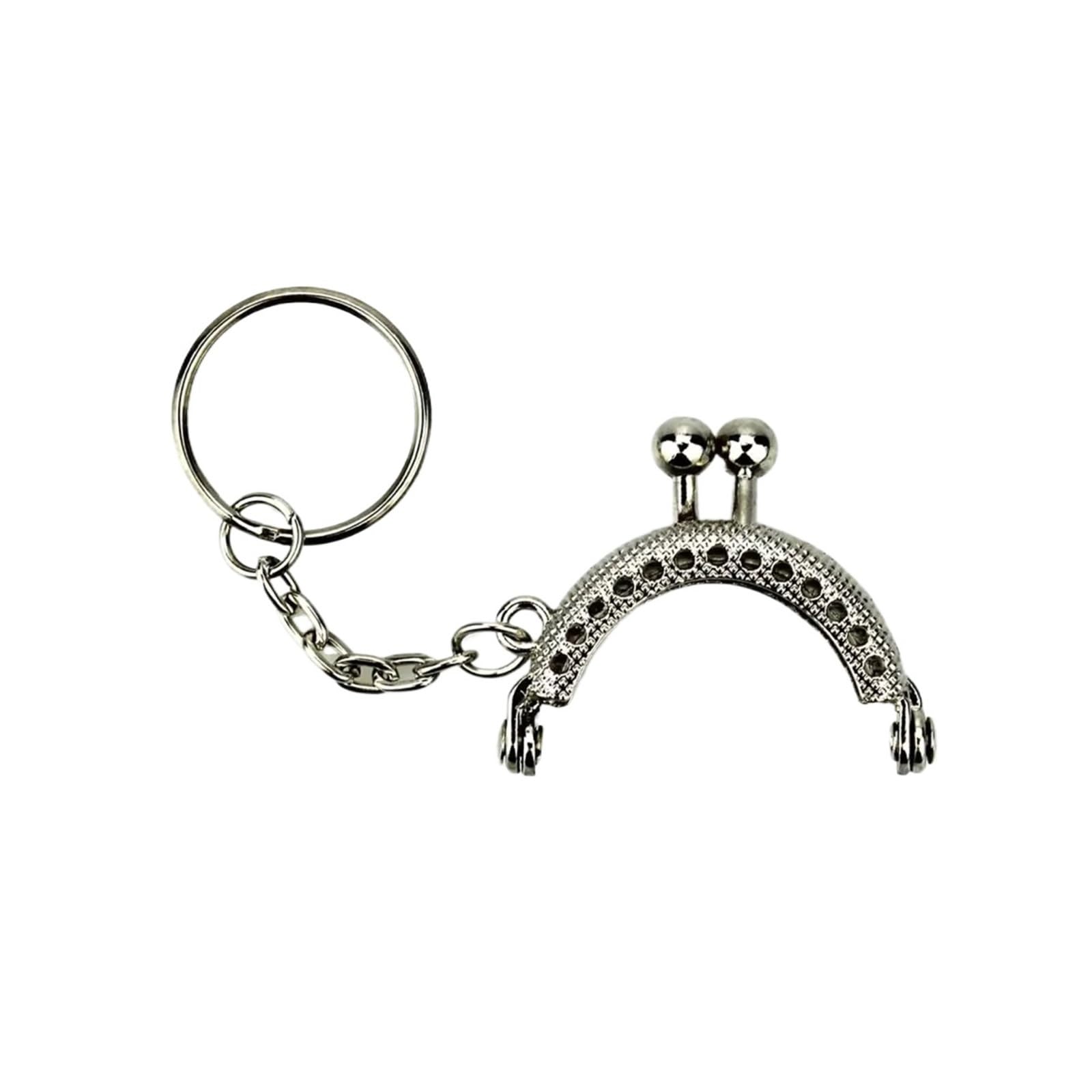 PVUVTNAHW 20Pcs 4cm Bronze/Silver/Golden/GunBlack Half Round Metal Purse Frame Kiss Clasp Lock With Key Ring Bag Accessories(Silver)
