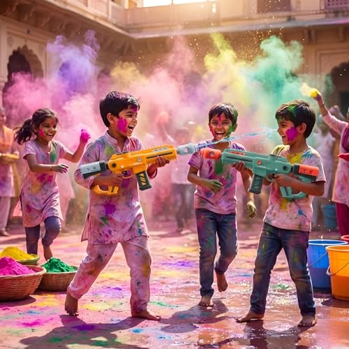 Image of Crackles Automatic Electric Water Gun for Kids & Adults | Battery Operated Water Blaster | Continuous Shooting Long Range Squirt Gun | Summer Toy for Holi, Pool & Outdoor Fun- Random Color