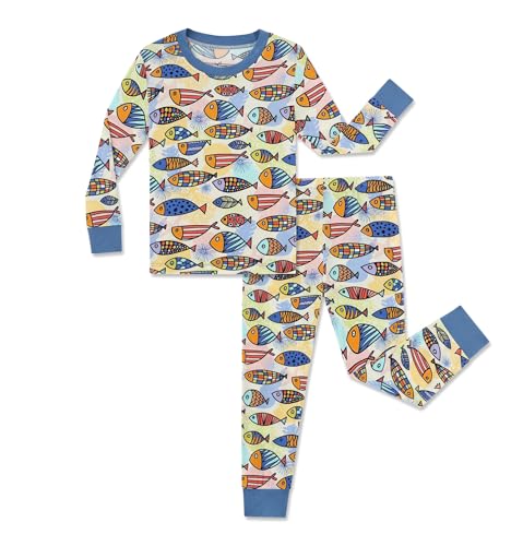 Image of Kids 2-Piece Soft Bamboo Viscose Clothing Set, Long Sleeve Top & Pants, Everyday Outfit for Toddler Boys & Girls