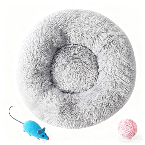 Plüsch Haustierbett, Donut Haustierbett, Katzenbett Flauschig, Hundebett Rund Rund Hundekissen Katzenkorb Schlafen Katzenschlafplatz Plüsch...