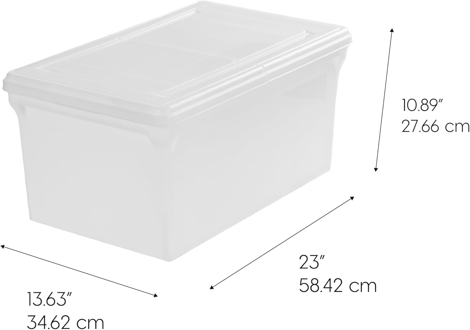IRIS USA File Box, File Organizer w/Hinged Split Lid for Letter File, Important Document Box, Plastic Storage Filing Bin for Moving, Stackable Nestable Portable, Pearl 44 Qt. 4 Pack