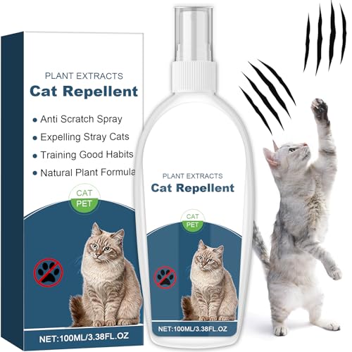 Cat Deterrent Spray, Botanical Cat Repellent Spray for Furniture, Gentle for Indoor & Outdoor Use, Helps Stop Urine Marking & Scratches, Effective Training Aid, 100ml