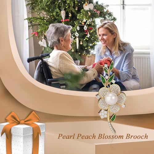 Image of Flower Brooch for Women Rhinestone Flower Brooch Pins Floral Brooches Jewelry Gift for Mom Wife