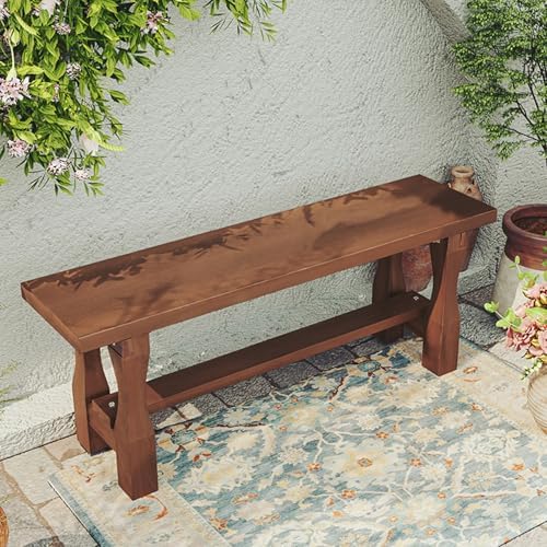 Farmhouse Wooden Bench for Indoor Use - Stylish Entryway, Dining Room & Living Area Seating - Rustic Kitchen Table Bench for Hallways & Home Decor