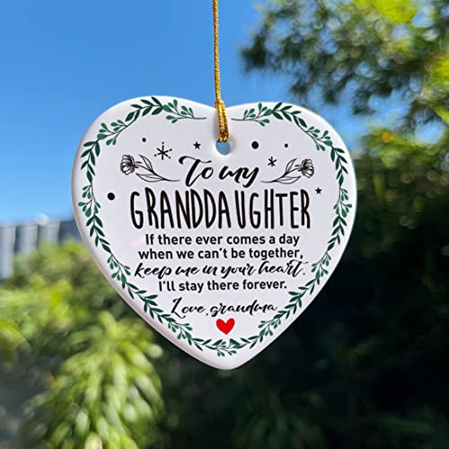 Image of Granddaughter Christmas Ornament Gifts, Keep Me in Your Heart, Christmas Tree Keepsake Ornaments Gifts for Granddaughter from Grandma, Holiday Decor Christmas Tree Decorations Ornaments Sign