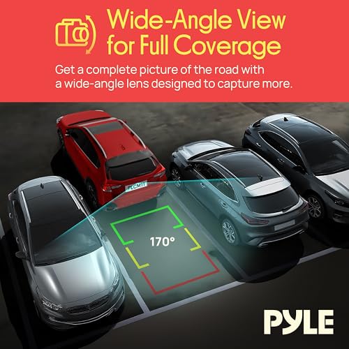 Image of Pyle Rear View Backup Camera for Car - Compact Reverse Cam with Distance Scale Lines,Night Vision, 170 Tilt-Adjustable Lens, IP67 Waterproof,12V RCA Video Output - Universal Fit for All Vehicle Types