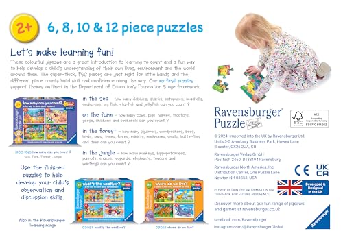 Ravensburger Counting Animals - My First Jigsaw Puzzles for Toddlers Age 2 Years (24 Months) - 6, 8, 10 & 12 Pieces - Image 5