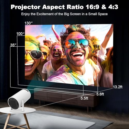 Image of HY300 Mini Projector for Home, Portable Smart Projector with WiFi Bluetooth Android 13, 1080P 4K Support, Auto Keystone, Home Theater & Outdoor Movies