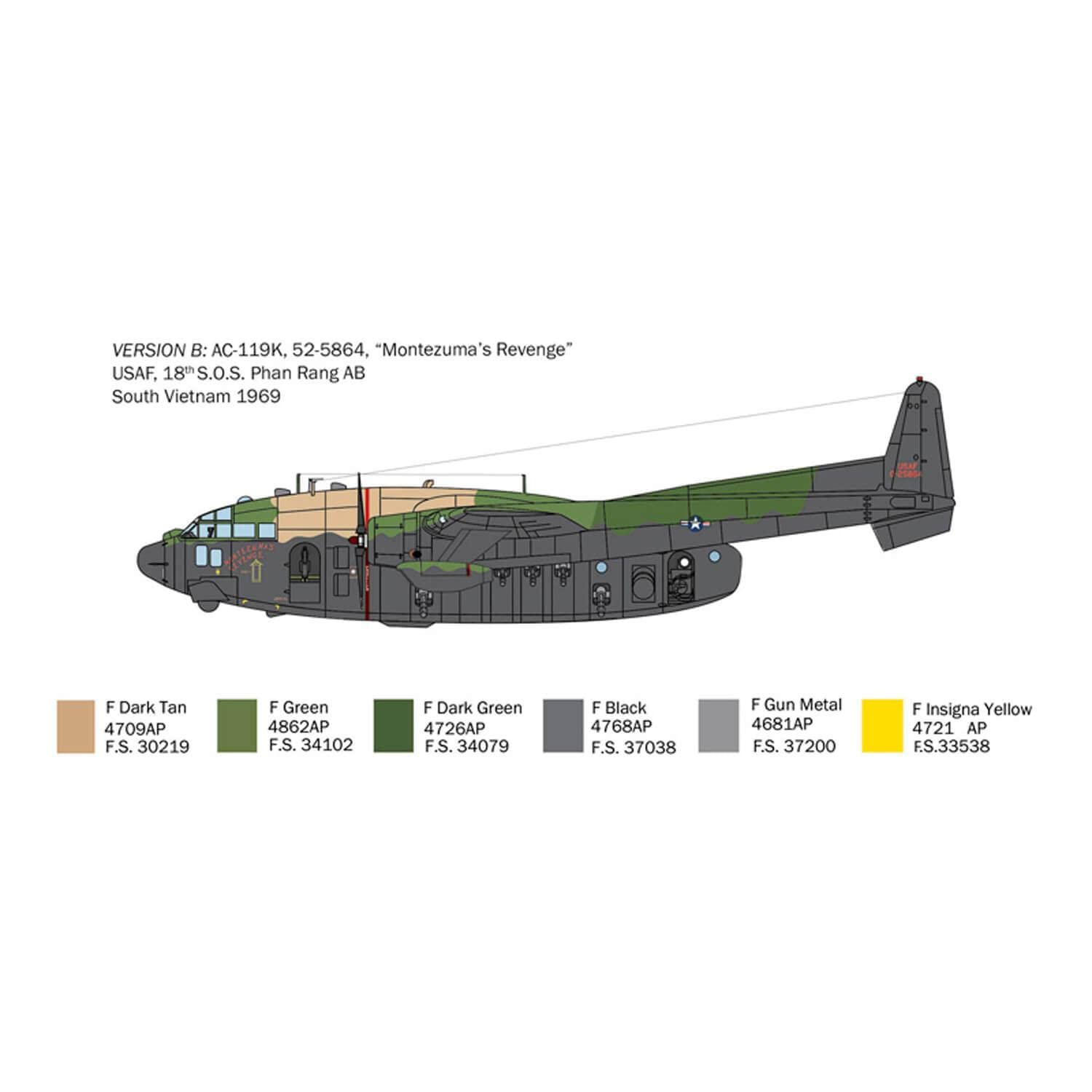 Amazon.com: Italeri 1468 AC-119K Stinger IT1468 1:72 Scale Model