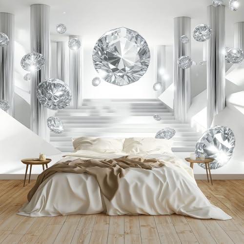 Art Fototapete Diamant Silber 3D Vlies Tapeten 200x140 cm Moderne Wandtapete Wohnzimmer Schlafzimmer Wandbilder...