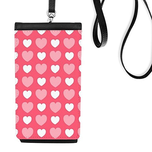 Sac de téléphone intelligent en cuir noir suspendu avec illustration rose cœur