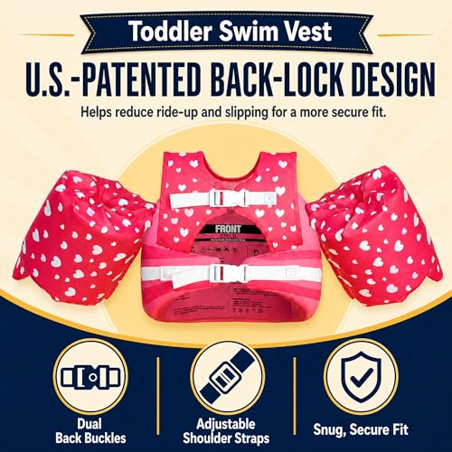 Image of Dark Lightning Toddler Swim Vest for Kids Ages 2-7, Kids Pool Floaties with Arm Wings, USCG Approved Life Jacket for Boys Girls, 33-55 lbs