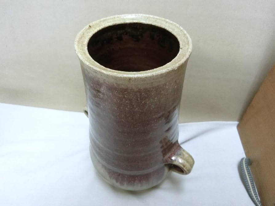 限定処分価 4(水)22時まで【辰砂双耳壺　花器　河井寛次郎の弟子　河井久　共箱 限定処分価 4(水)22時まで【辰砂双耳壺 花器 河井寛次郎の