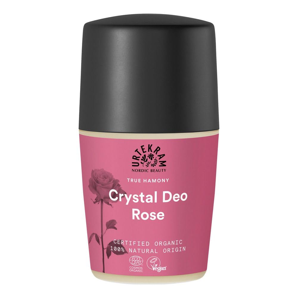 Urtekram Cream Crystal Deo Rose – 50 ml – Natural Deodorant with Mineral Salt, Fresh Rose Scent, Alcohol-Free, Certified Natural Cosmetics, Vegan & Aluminium-Free