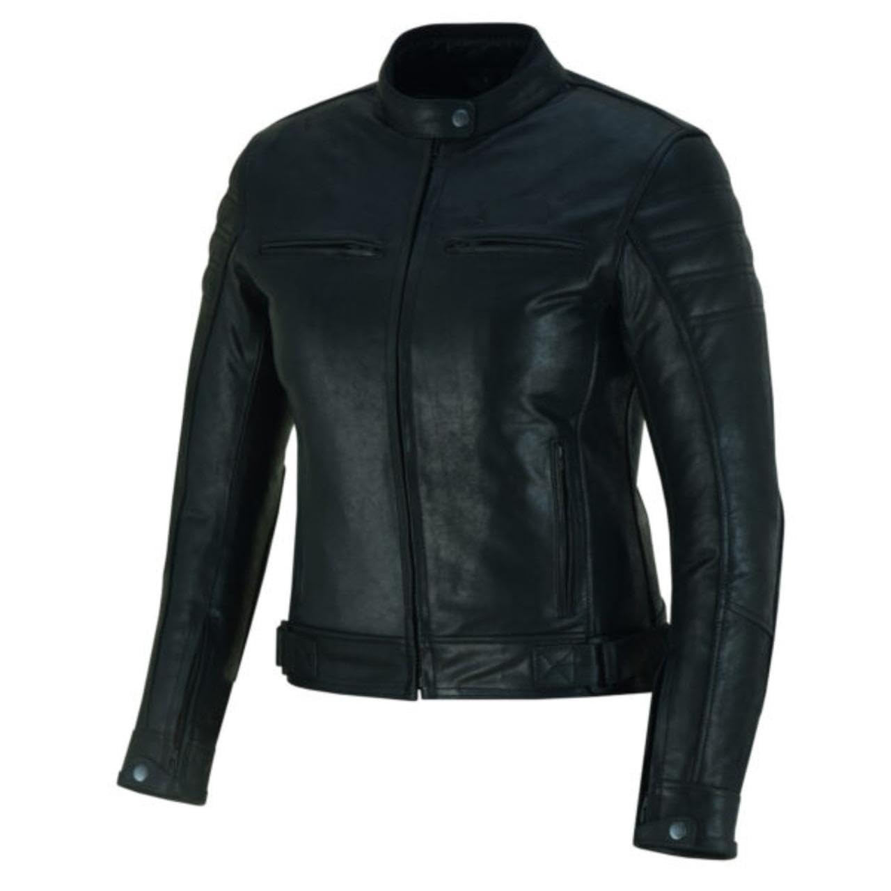 BI ESSE - Giubbino Giacca Pelle Moto Vintage caffè race, completo di Protezioni Rimovibili (Donna)