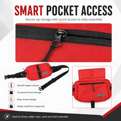 Image of WORLDSTAR Premium Red Waist Bag for Men & Women | Adjustable Crossbody Sling Chest Bag with Multi-Pocket Storage | Lightweight Travel Fanny Pack for Daily Use, Walking, Shopping & Commuting