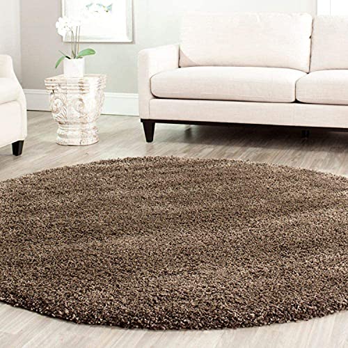 Image of CD Carpet Anti Slip Shaggy Fluffy Fur Rugs and Carpet for Living Room Bedroom Kids Room Plain Circle Carpets for Home with 2 Inch Thickness (Color Royal Brown Size 3x3 Feet Round)