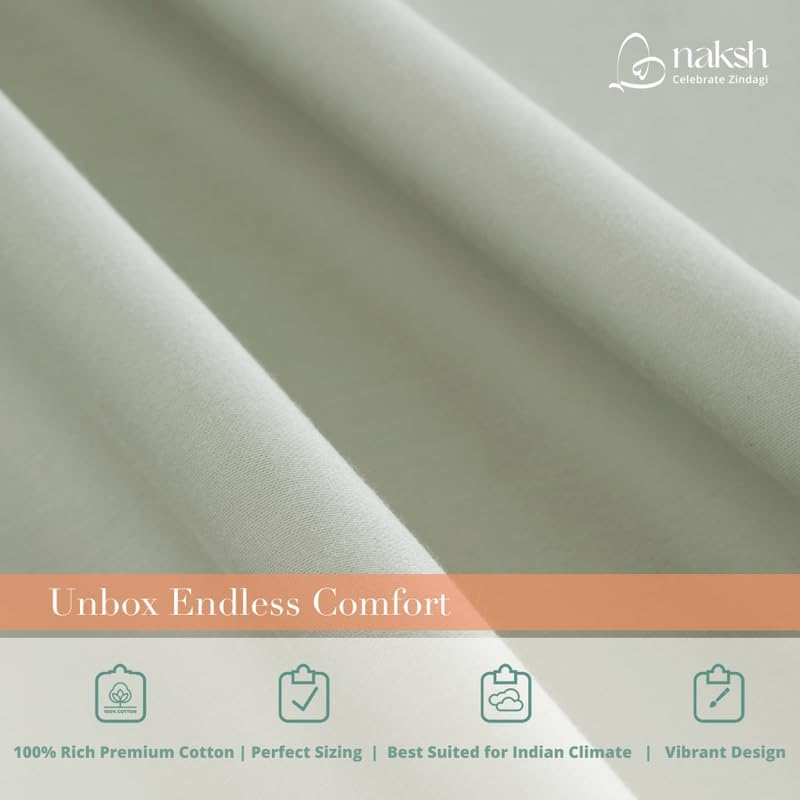 Image of Naksh Plain Bed Sheet Double Bed 210 TC with 2 Pillow Covers | 100% Pure Cotton | 210 TC | Soft & Breathable for Queen and Double Bed Use | Queen Size Bed Sheet | Silver |