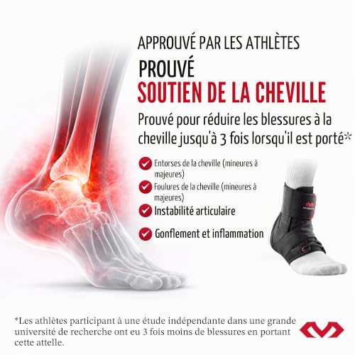 Mc David Chevillère à Lacets avec Bandes Strap pour Hommes et Femmes - Ultralite - Noir ou Blanc - Protection Maximale: Idéale pour prévenir ou récupérer d’une entorse. Conçu pour faire du sport: Basketball, Volleyball, MMA, Course, Marche … – vue 2