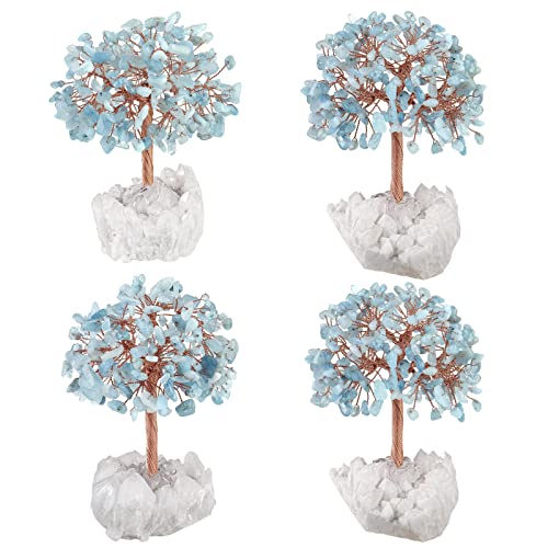 Nupuyai Aquamarine Crystal Money Tree with Rock Crystal Cluster Base - Image 4